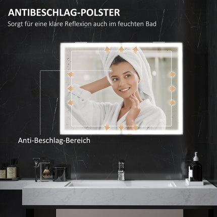 Badezimmerspiegelschrank mit LED, Antibeschlag, Verstellbarem Regal