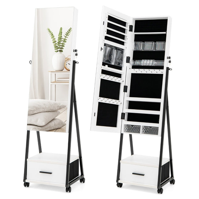 Spiegelschrank Schmuck- und Make-up-Organizer mit Ganzkörperspiegel 42 x 38 x 157 cm weiß