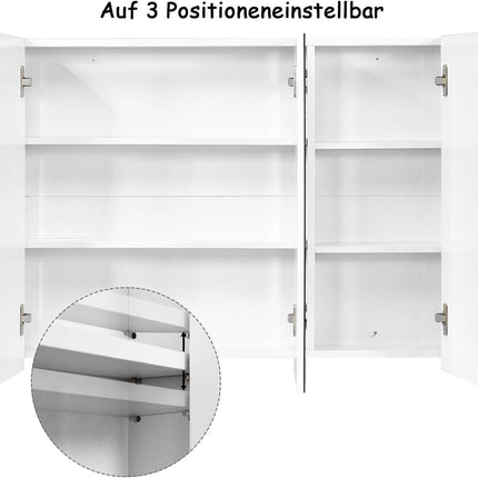 Mirror cabinet with adjustable shelves bathroom mirror cabinet 90 x 11 x 65 cm white