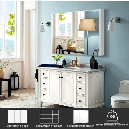 Mirror cabinet with adjustable shelves bathroom mirror cabinet 90 x 11 x 65 cm white