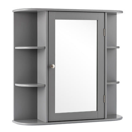 Spiegel Badezimmerschrank Holz Wandschrank für Badezimmer 66 x 16,7 x 63 cm grau