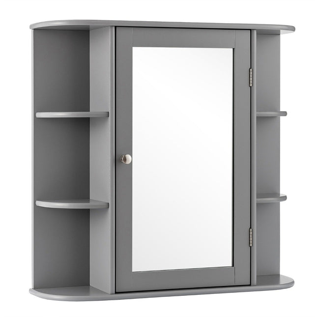 Spiegel Badezimmerschrank Holz Wandschrank für Badezimmer 66 x 16,7 x 63 cm grau