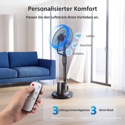 Vernevelende staande ventilator, 70° oscillatie, 3 snelheden, 3,5L reservoir