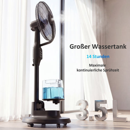 Vernevelende staande ventilator, 70° oscillatie, 3 snelheden, 3,5L reservoir