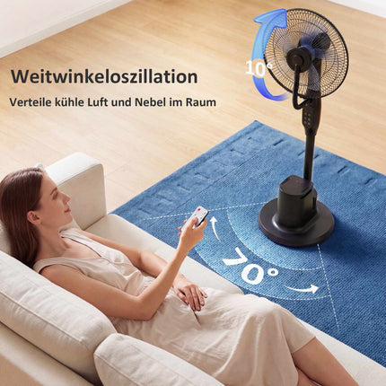Vernevelende staande ventilator, 70° oscillatie, 3 snelheden, 3,5L reservoir