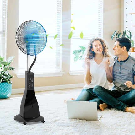 Nebel-Standventilator mit Fernbedienung, Schwarz, 3L Tank