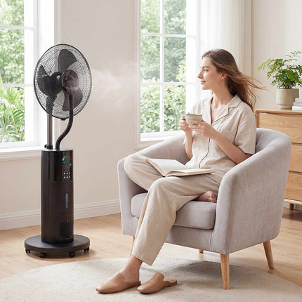 Misting Stand Fan with Remote, 2.3L Tank, 3 Speeds