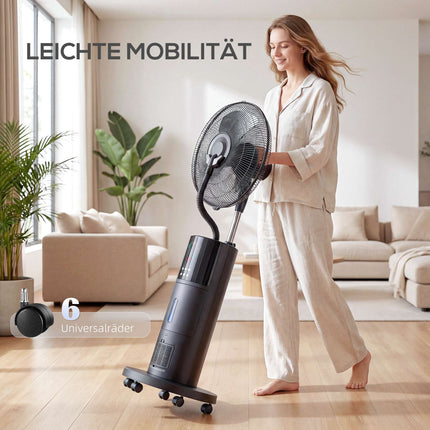 Misting Stand Fan with Remote, 2.3L Tank, 3 Speeds