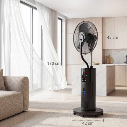 Misting Stand Fan with Remote, 2.3L Tank, 3 Speeds