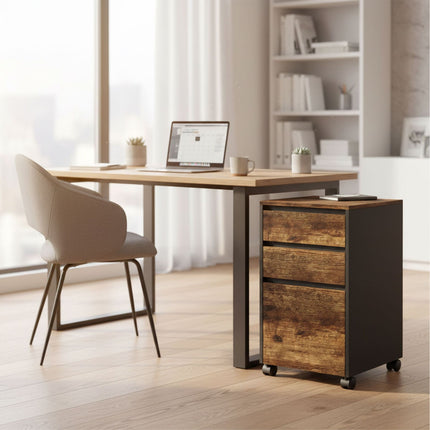 Mobile 3-Drawer Cabinet with Hanging File System