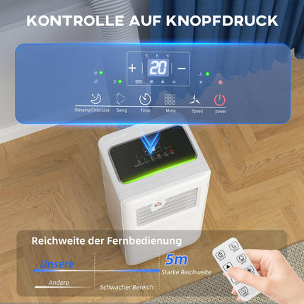 Tragbare Klimaanlage, 9000 BTU, 3-in-1 Kühl- und Entfeuchtungsfunktion