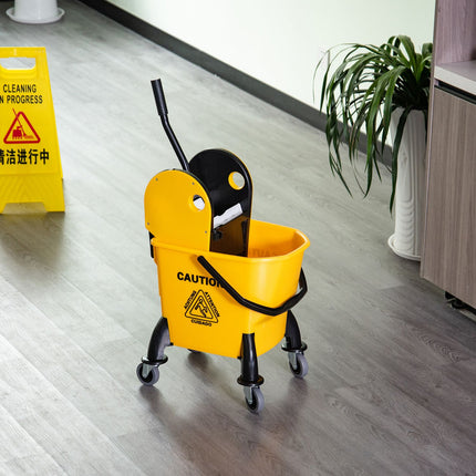 Fahrbarer Putzwagen, gelb, 26L, mit Presse