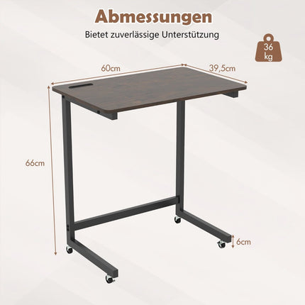 Mobile C-Shaped Side Table with Wheels and Phone Holder
