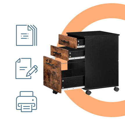 Mobile Cabinet with 3 Drawers, Brown – 57.5x40x40 cm