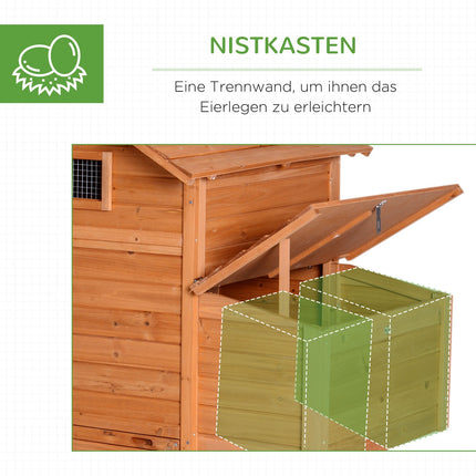 Mobiler Hühnerstall mit Rädern und Legenest - Fichtenholz