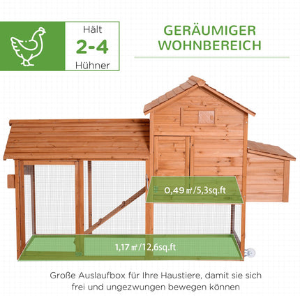 Mobiler Hühnerstall mit Rädern und Legenest - Fichtenholz