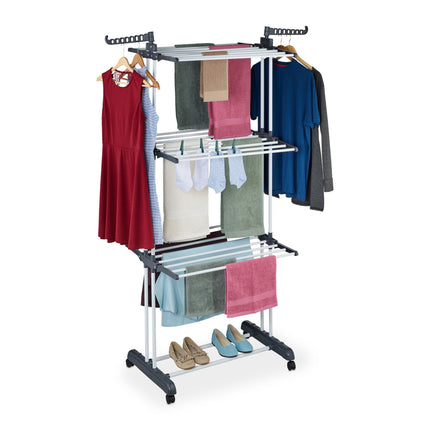 Mobile Clothes Airer with Wheels, Folding Wings