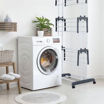 Mobile Clothes Airer with Wheels, Folding Wings