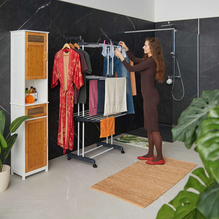 Mobile Clothes Airer with Wheels, Folding Wings