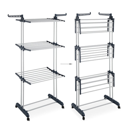 Mobile Clothes Airer with Wheels, Folding Wings