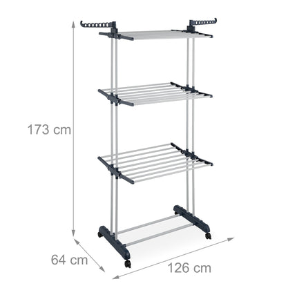Mobile Clothes Airer with Wheels, Folding Wings
