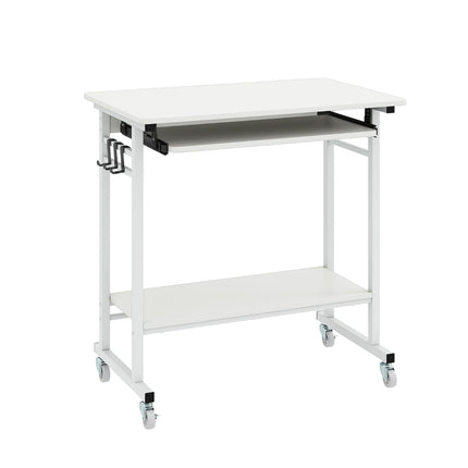 Mobile Computer Desk with Keyboard Tray, White, 80x50x78 cm