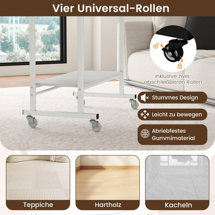 Mobile Computer Desk with Keyboard Tray, White, 80x50x78 cm