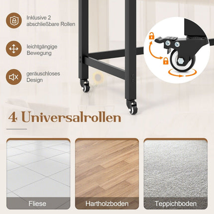 Mobile Desk with Wheels, Storage Bag, Headphone Hook, 120x60x75 cm
