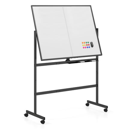 Verrijdbaar dubbelzijdig magnetisch whiteboard op wielen, 120x90 cm
