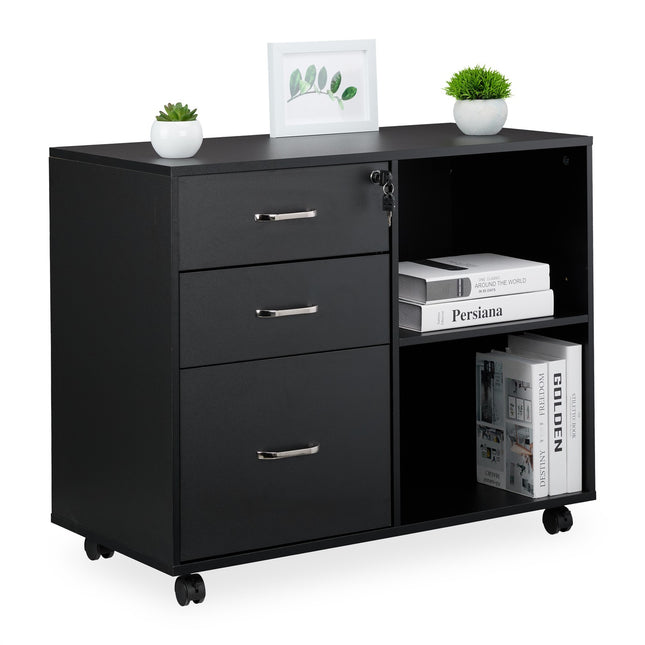 Mobile File Cabinet with 3 Drawers and File Storage