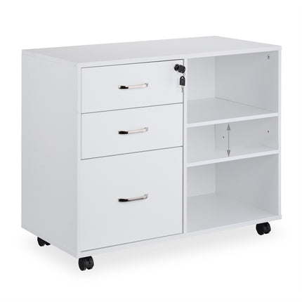 Mobile File Cabinet with 3 Drawers and File Storage