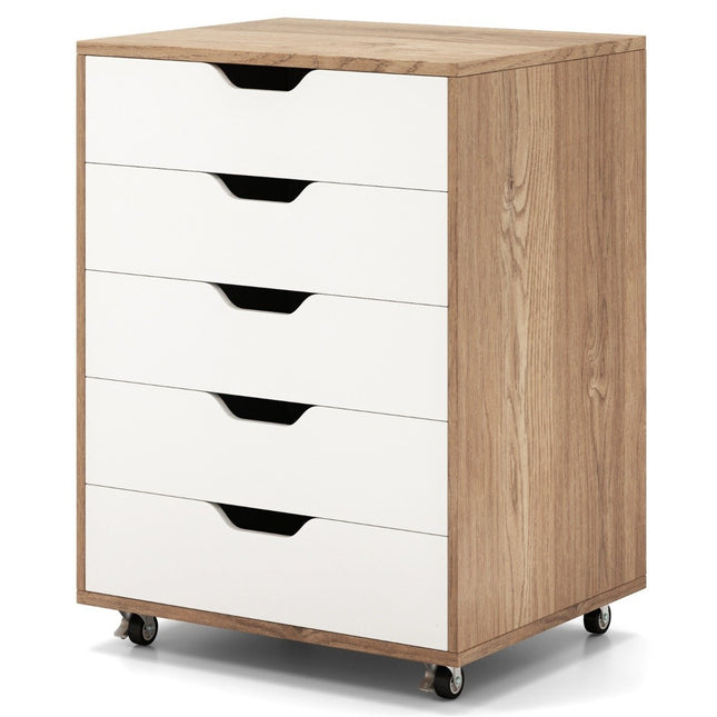 Rollcontainer mit 5 Schubladen, 360°-Rollen, 48x39,5x65,5 cm