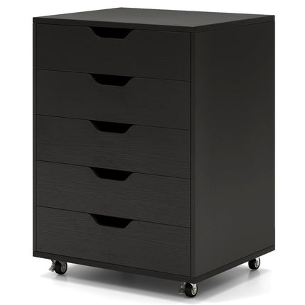 Rollcontainer mit 5 Schubladen, Schwarz, 49x41x66 cm