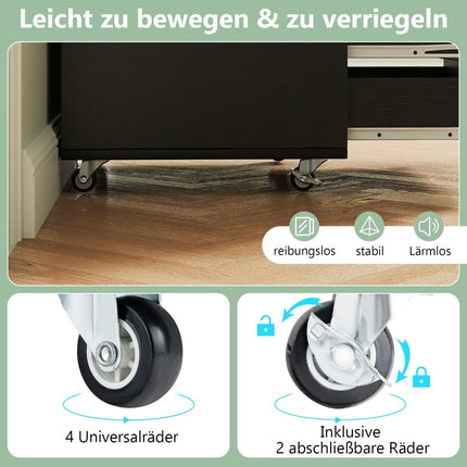 Rollcontainer mit 5 Schubladen, Schwarz, 49x41x66 cm