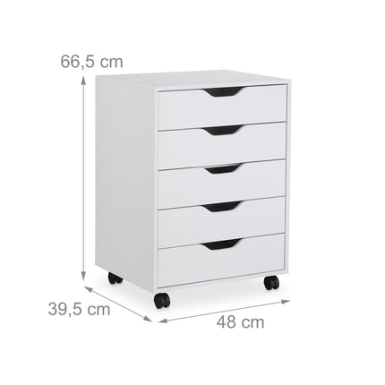 Rollcontainer mit 5 Schubladen und Rollen