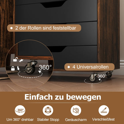 Mobile File Cabinet with 7 Drawers, Rustic Brown