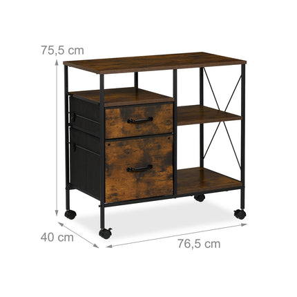 Mobile File Cabinet with Drawers and Shelves