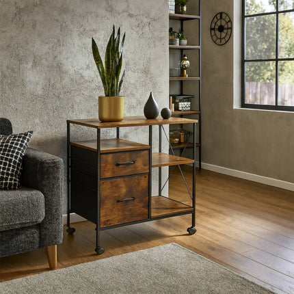 Mobile File Cabinet with Drawers and Shelves