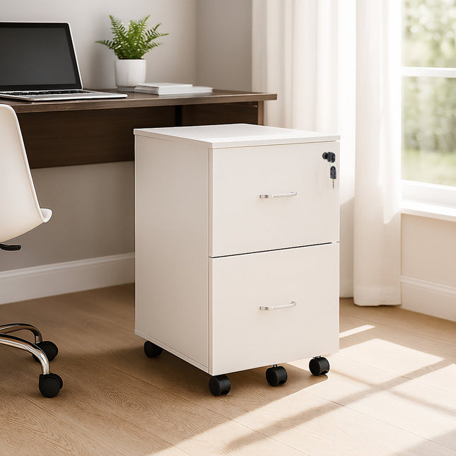 Mobiler Rollcontainer mit Schloss, 2 Schubladen, A4/Letter-Akten