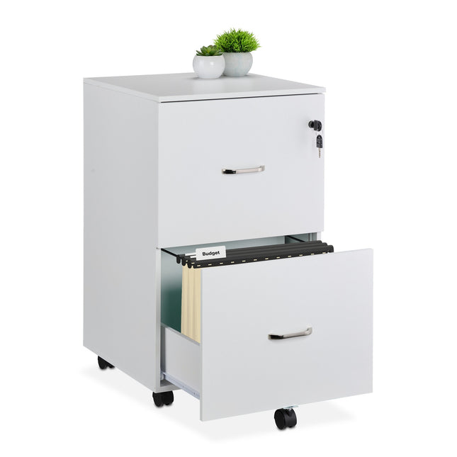 Mobiler Rollcontainer mit Schloss, 2 Schubladen, A4/Letter-Akten