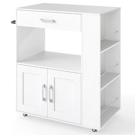 Mobile Kitchen Cart with Worktop, Drawer, Towel Rack