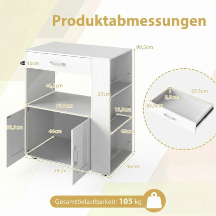 Mobile Kitchen Cart with Worktop, Drawer, Towel Rack