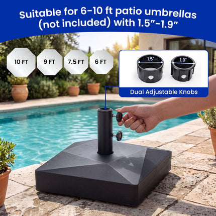 Mobiler Terrassenschirmständer, 70 kg, Schwarz, HDPE, Räder