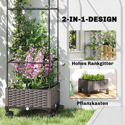 Mobile Planter Box with Trellis, 185cm, 24L Capacity