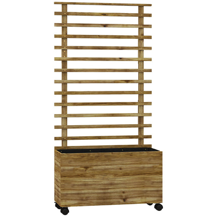 Mobile Planter Box with Trellis, Weatherproof Wood, 76x30x155 cm
