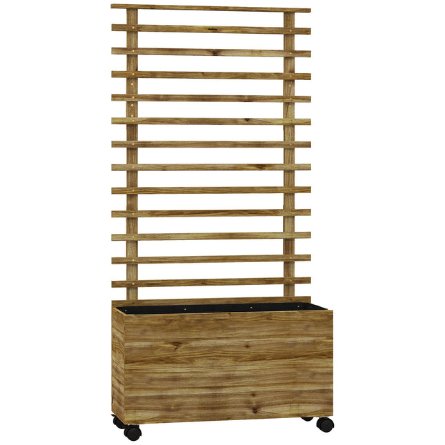 Mobiler Pflanzkasten mit Spalier, wetterfestes Holz, 76x30x155 cm