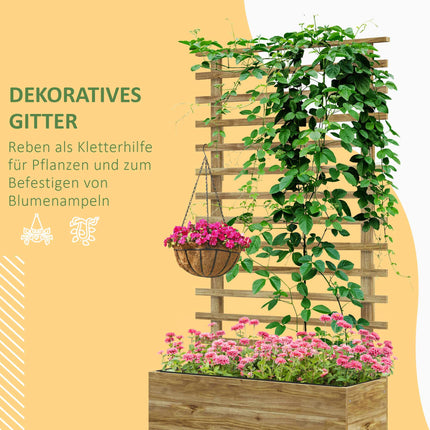 Mobile Planter Box with Trellis, Weatherproof Wood, 76x30x155 cm