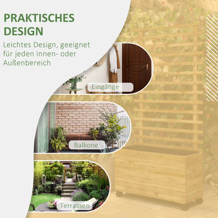 Mobile Planter Box with Trellis, Weatherproof Wood, 76x30x155 cm