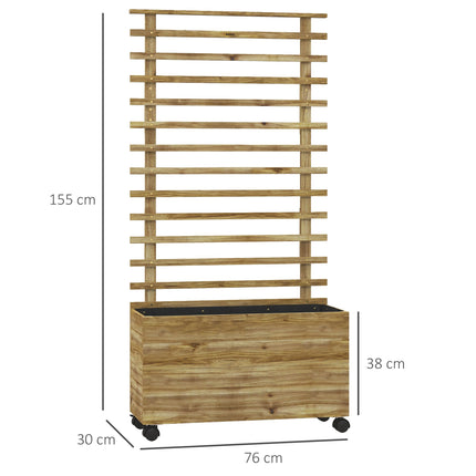 Mobile Planter Box with Trellis, Weatherproof Wood, 76x30x155 cm