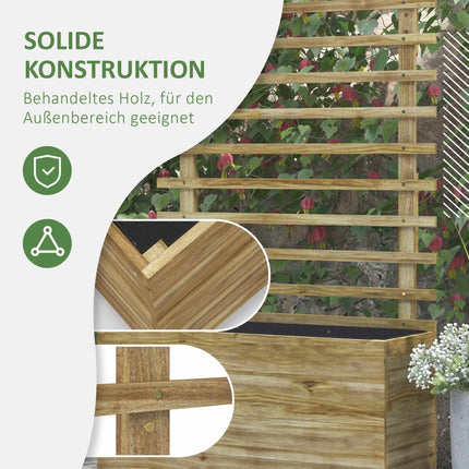 Mobile Planter Box with Trellis, Weatherproof Wood, 76x30x155 cm